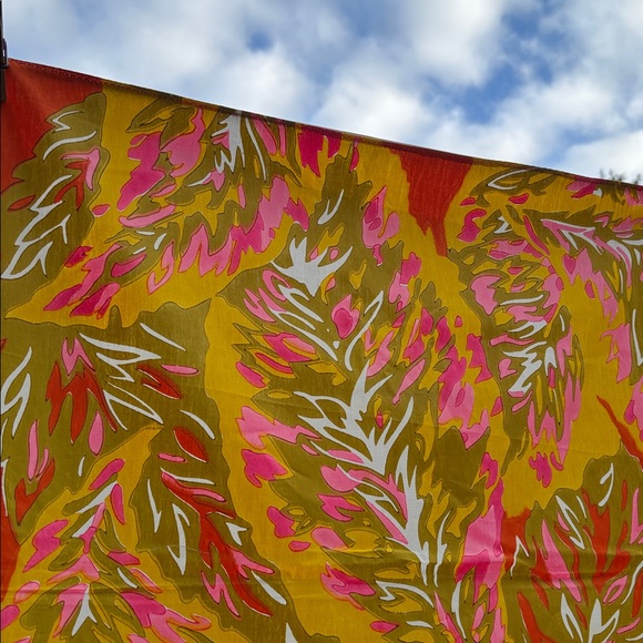 Vintage Fabric- 1960s ‘70s Boho Hippie Bright Colors Leaf Pattern Sewing Crafts - Picture 6 of 10